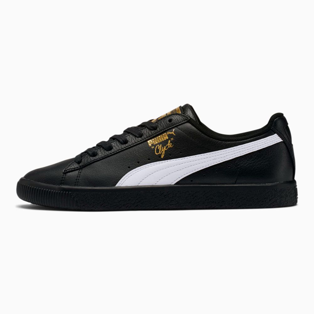 Puma Clyde Core Foil Férfi Sportcipő - Fekete/Fehér/Arany ( Hungary - CLRUT7031 )